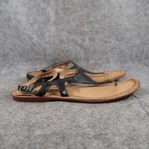 Coasters Shoes Womens 9.5 Sandals Slingback Flat Thong Buckle Strap Casual Black